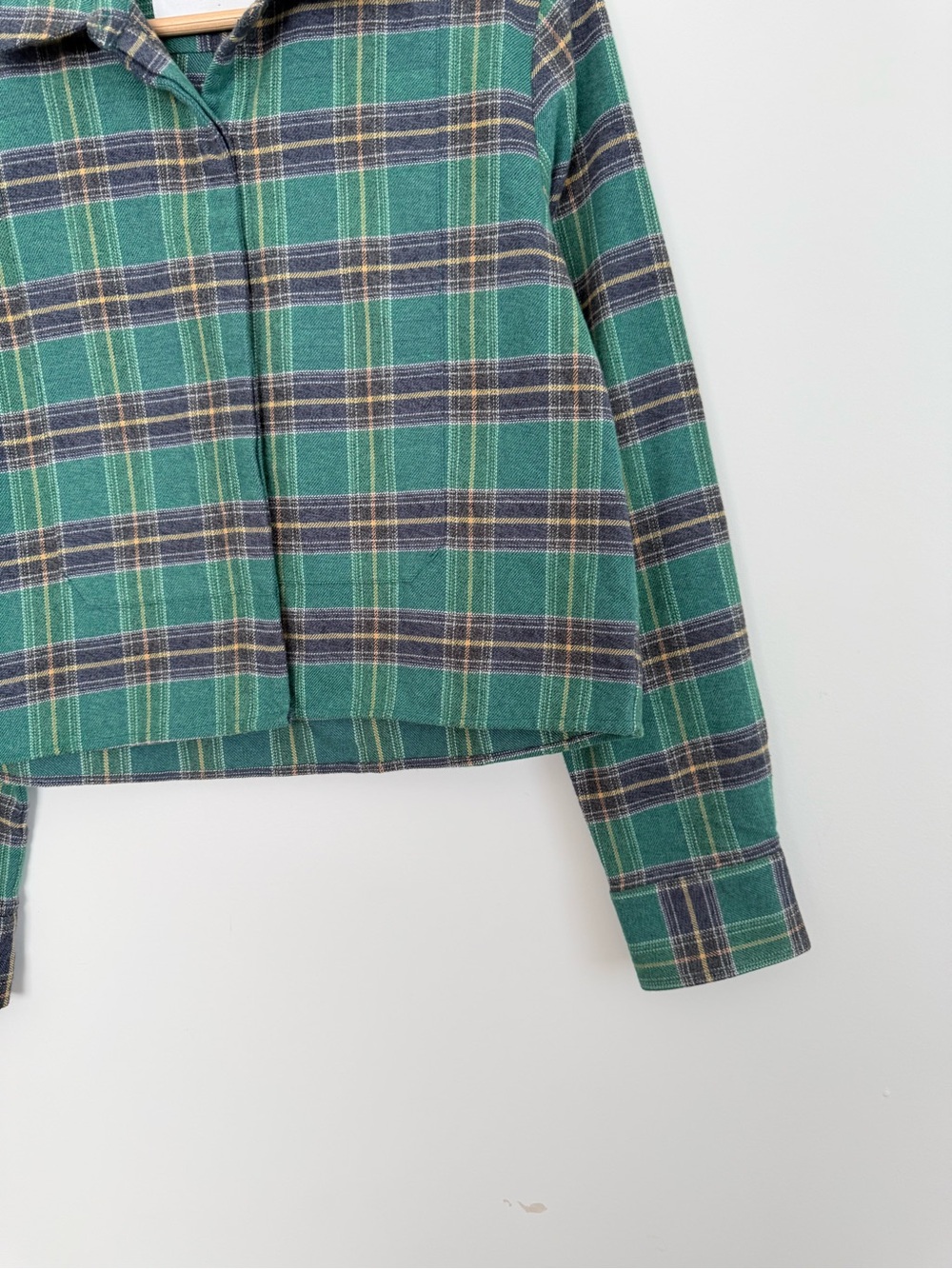 Cissa The Bib Shirt Japanese Flannel Green Plaid - Picture 5 of 10